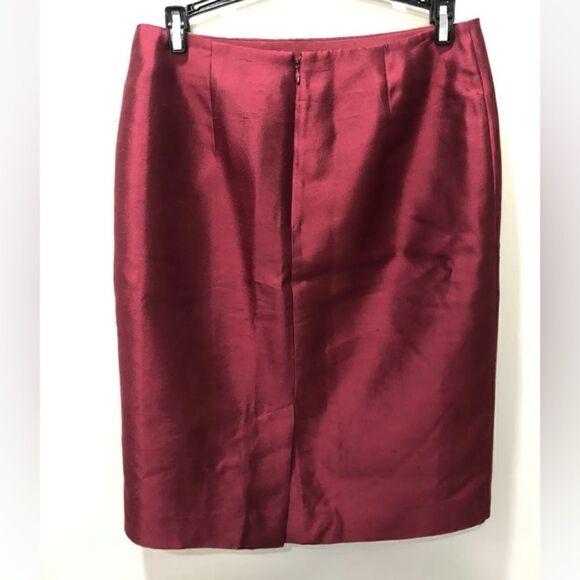Talbots New Burgundy Wine Silk Blend Pencil Skirt Size 8 Petite - Picture 1 of 6